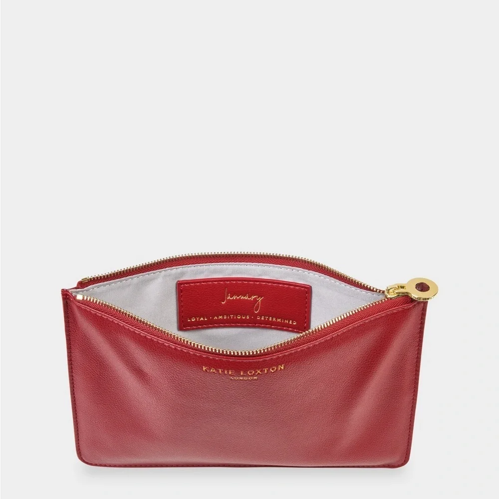 KATIE LOXTON Birthstone Perfect Pouch 'January' Garnet in Dark Red
